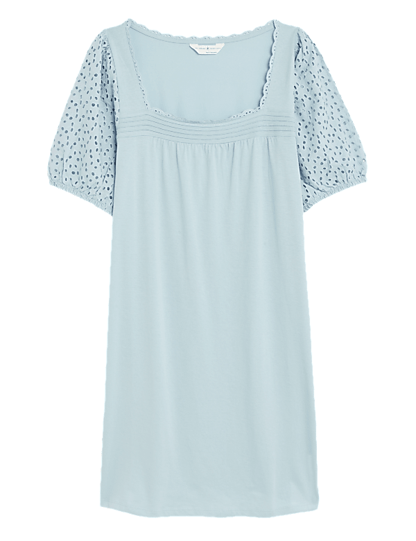 Pure Cotton Broderie Trim Short Nightdress