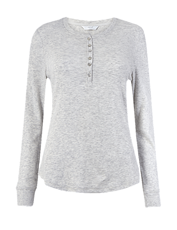 Ribbed Long Sleeved Pyjama Top