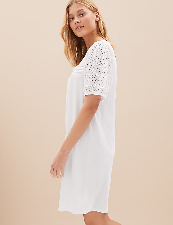 Pure Cotton Broderie Trim Nightdress