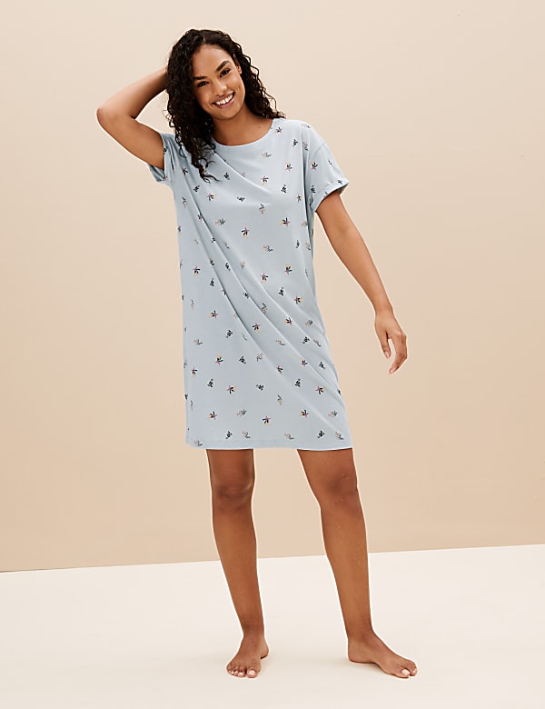 Cotton Rich Floral Short Nightdress