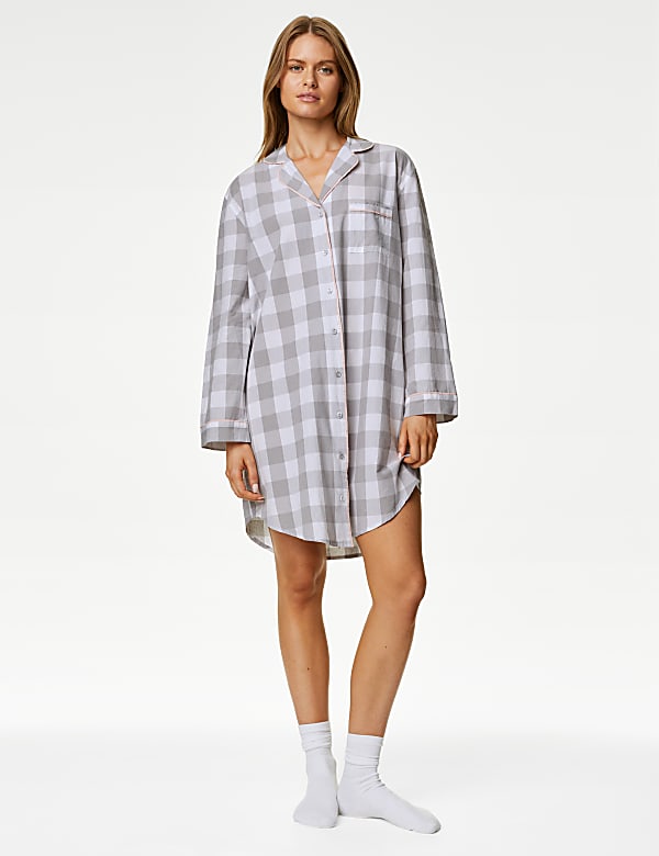 Pure Cotton Checked Nightshirt