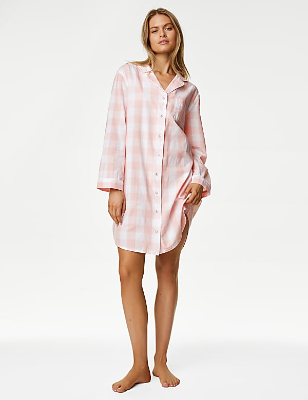 Pure Cotton Checked Nightshirt - CZ