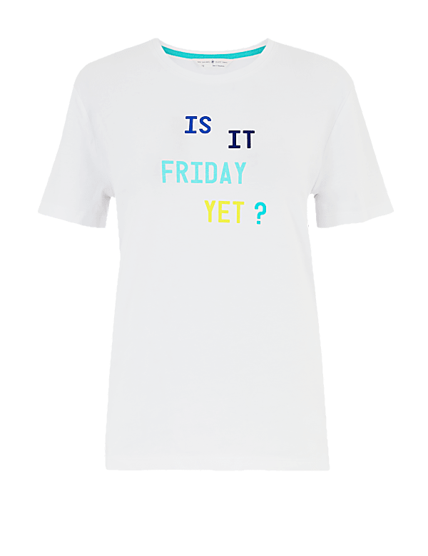 Cotton Is It Friday Yet Slogan Pyjama Top