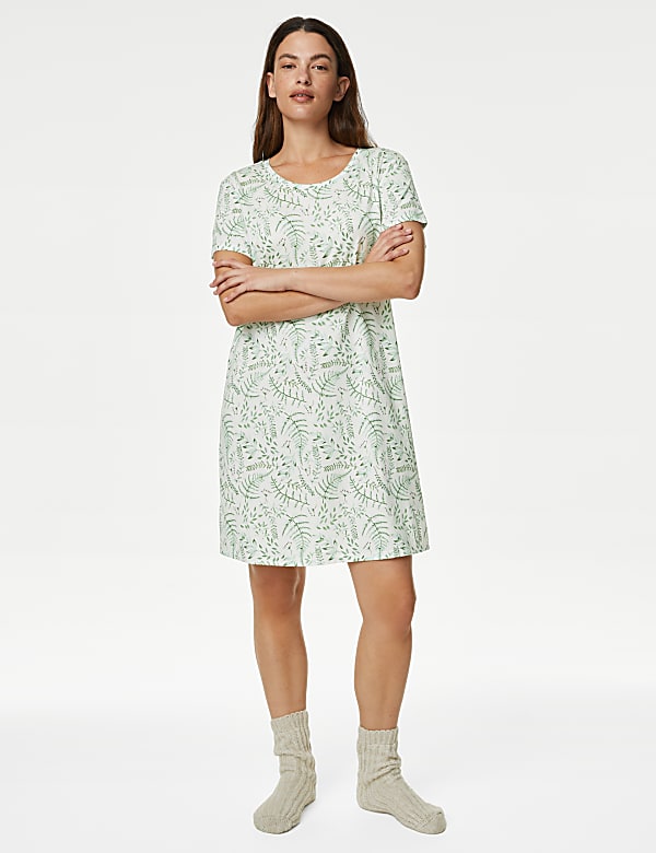 Cool Comfort™ Cotton Modal Printed Nightdress - JE