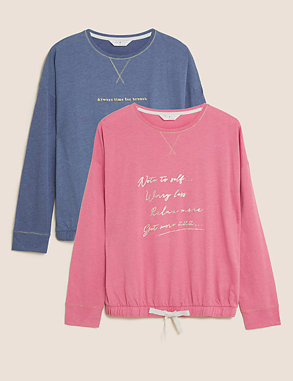 2pk Cotton Rich Worry Less and Brunch Tops