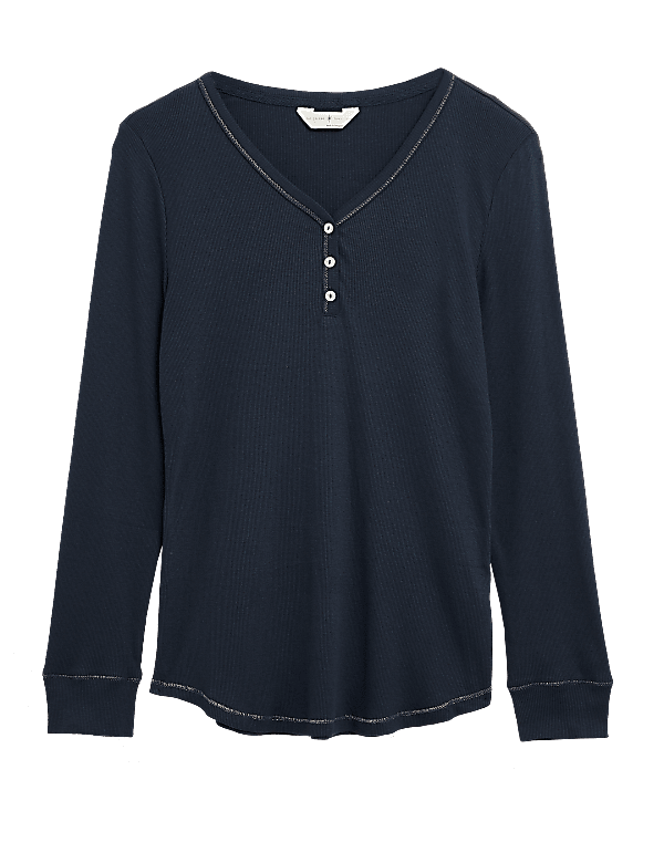 Pure Cotton Henley Pyjama Top