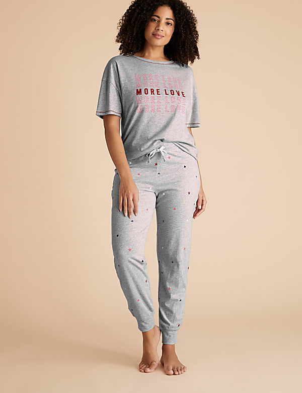 Cotton More Love Slogan Pyjama Top