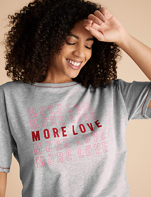 Cotton More Love Slogan Pyjama Top