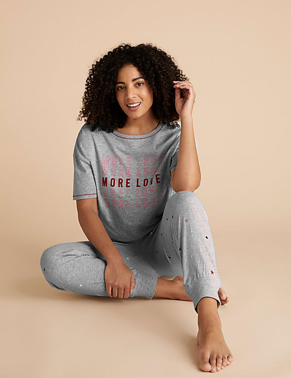 Cotton More Love Slogan Pyjama Top