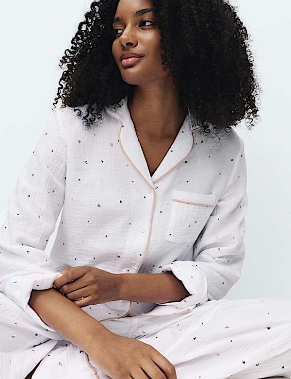 Cool Comfort™ Muslin Heart Print Pyjama Set - AT