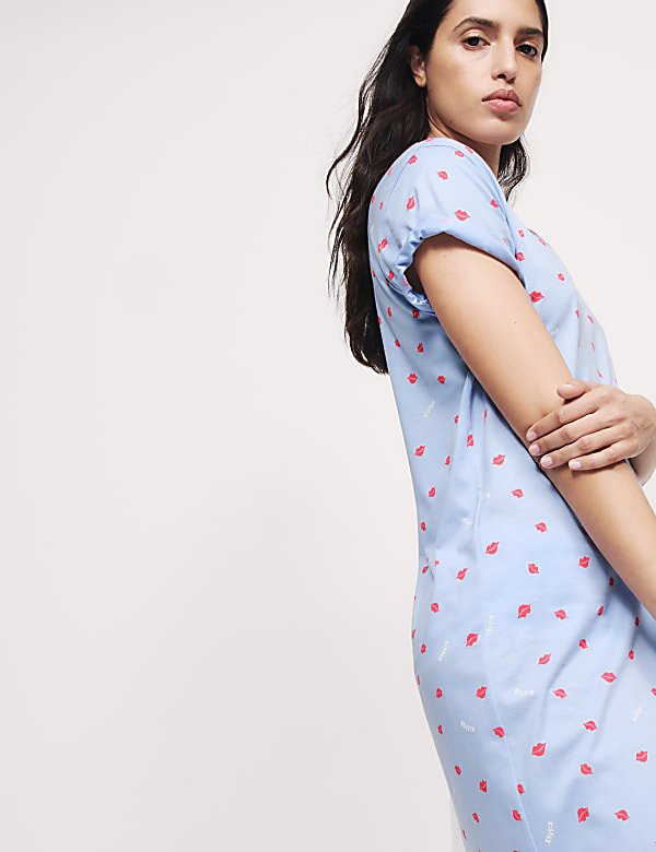 COTTON MODAL KISSES LONG NIGHTDRESS