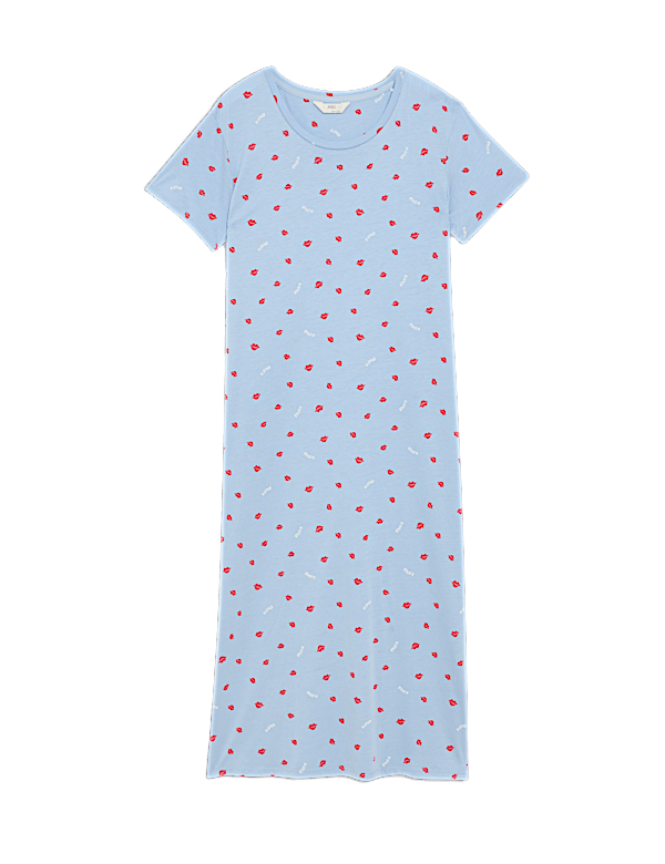 COTTON MODAL KISSES LONG NIGHTDRESS