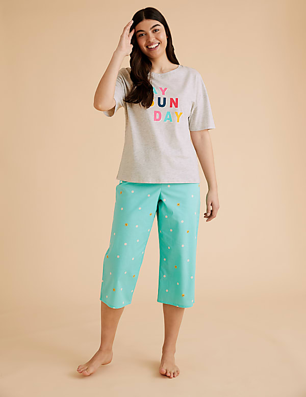 Cotton Rich  Yay Sun Day Slogan Pyjama Tee