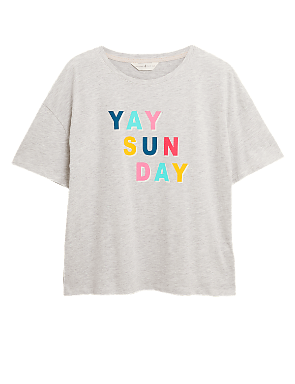 Cotton Rich  Yay Sun Day Slogan Pyjama Tee
