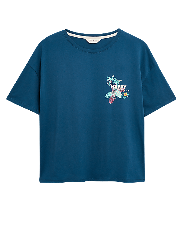Cotton Happy Place Slogan Pyjama Tee