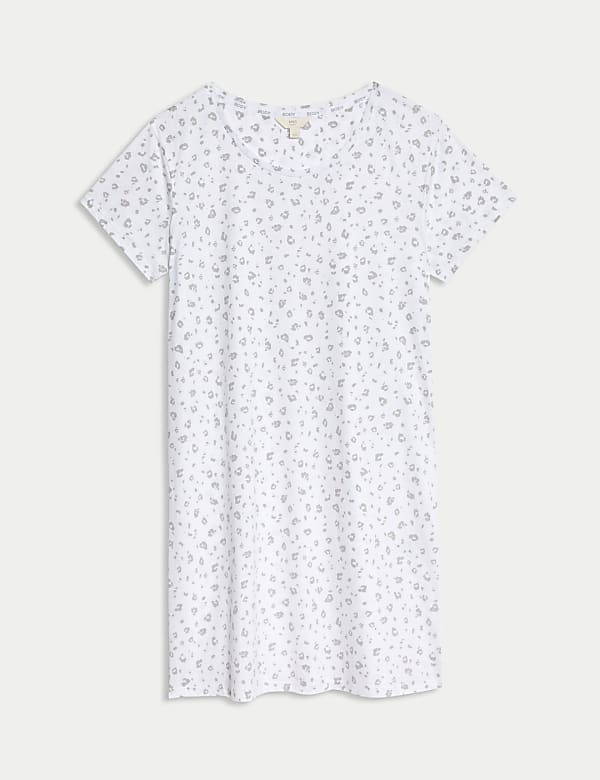Cotton Modal Animal Print Short Nightdress - RS