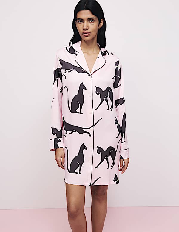 Chemise de nuit à imprimé chat - FR