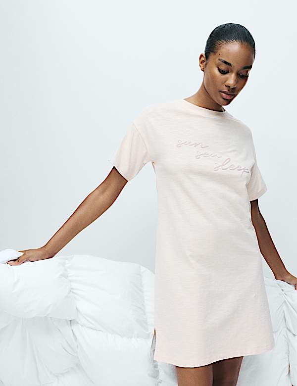 Pure Cotton Embroidered Nightdress - GR