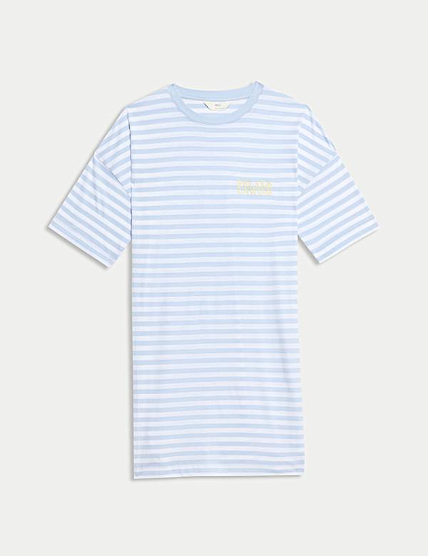 Cotton Modal Striped Short Nightshirt - RS