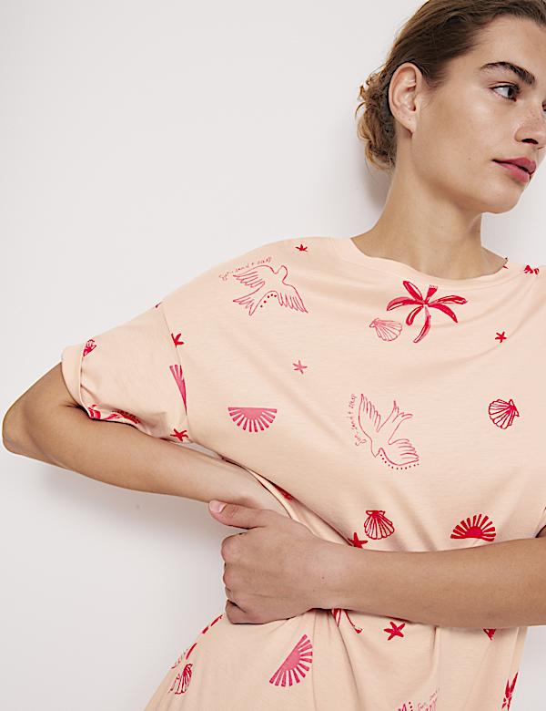 Cotton Modal Printed Nightdress - NO