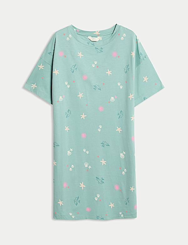 כותונת לילה מכותנה ומודל עם הדפס - IL