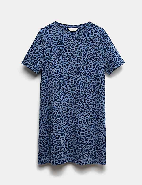 כותונת לילה מכותנה טהורה עם הדפס - IL