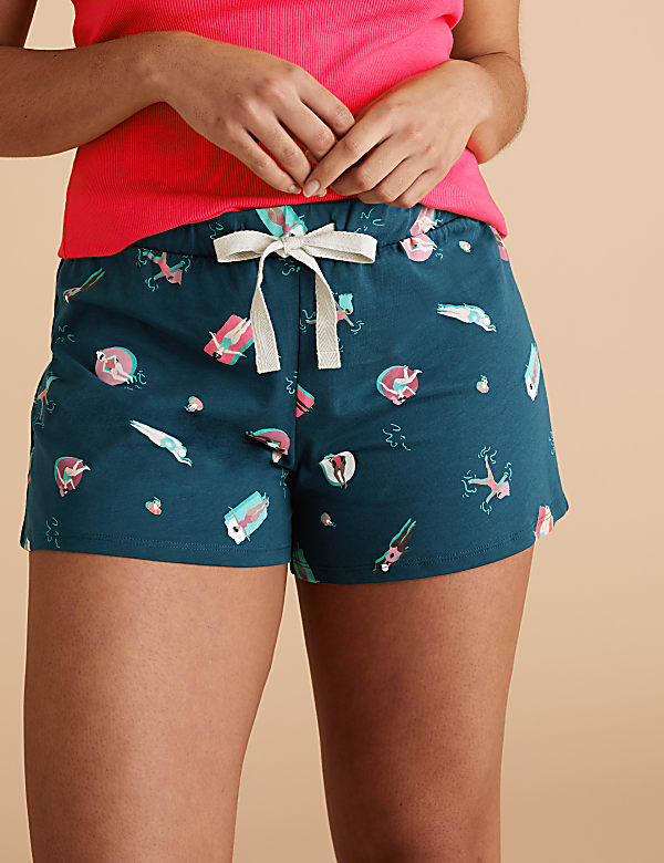 Pure Cotton Pool Print Pyjama Shorts