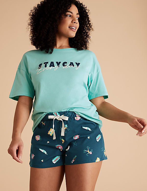 Pure Cotton Pool Print Pyjama Shorts