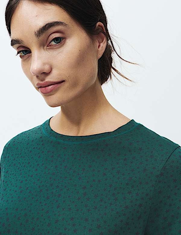 Chemise de nuit 100 % coton à imprimé étoiles - CA