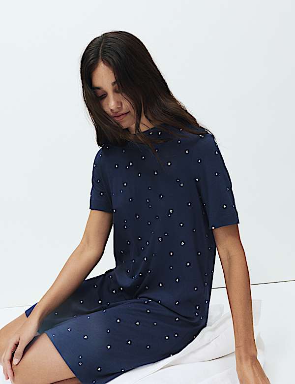 Cotton Modal Printed Nightshirt - MV