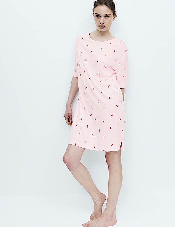 Cotton Modal Printed Minishirt - NO