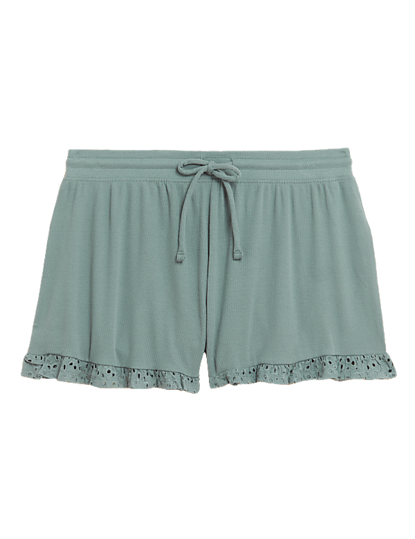 Cotton Rich Broderie Trim Pyjama Shorts