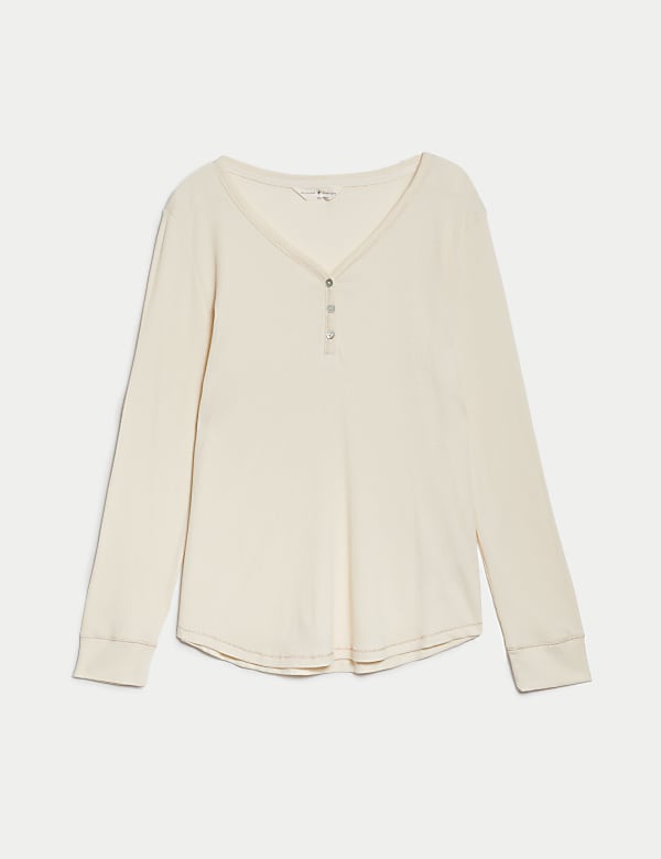 Cotton Ribbed Henley Top