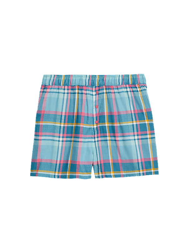 Cotton Blend Checked Pyjama Shorts