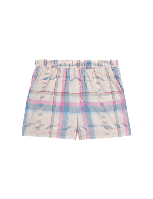 Cotton Blend Checked Pyjama Shorts