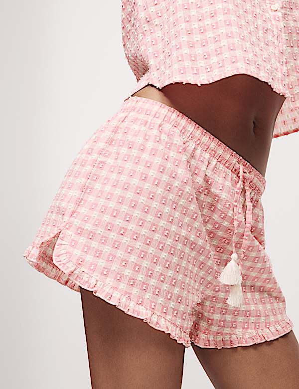 Pure Cotton Dobby Gingham Pyjama Shorts - SI