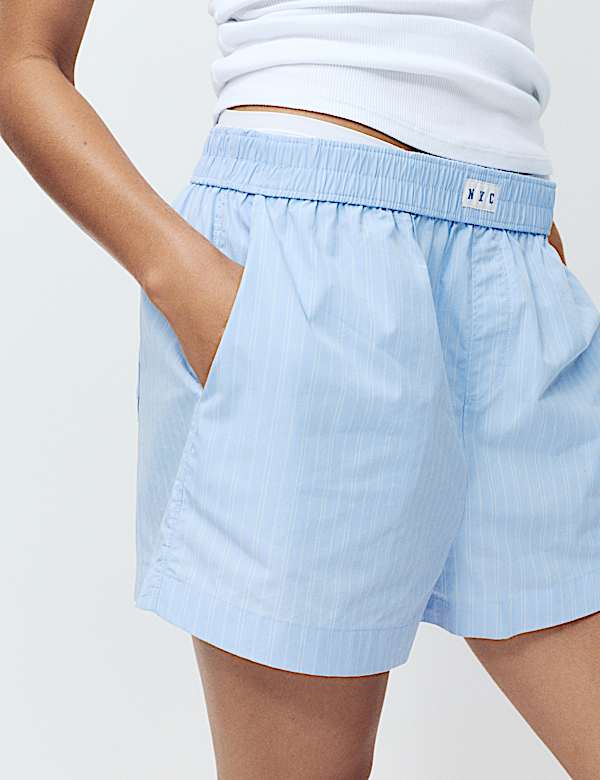 Pure Cotton Striped Pyjama Shorts - CH