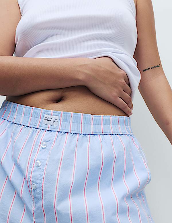 Pure Cotton Striped Pyjama Shorts - ES