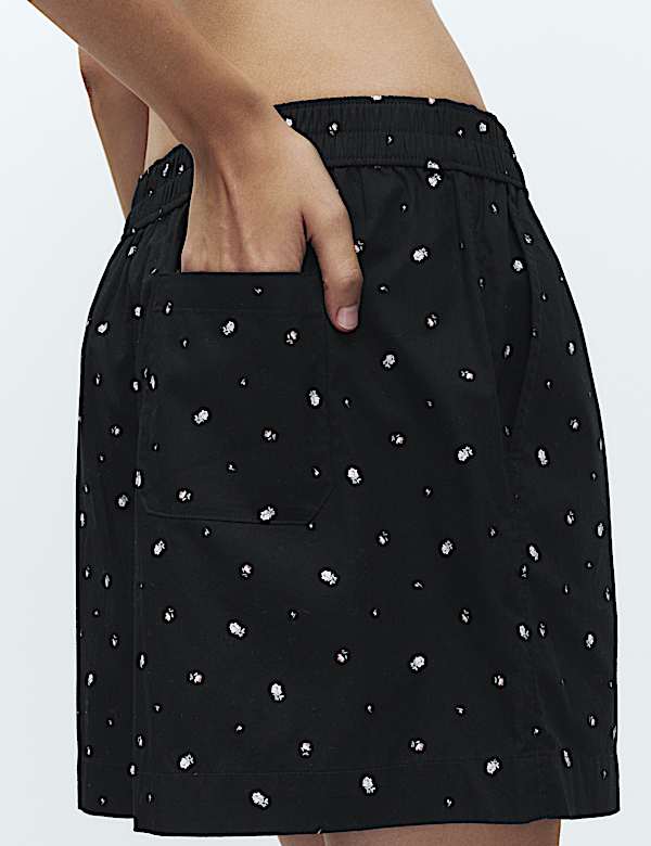 Pyjashort 100 % coton &agrave; imprim&eacute; fleuri - CH