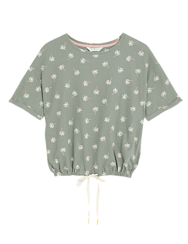 Cotton Blend Waffle Pyjama Top