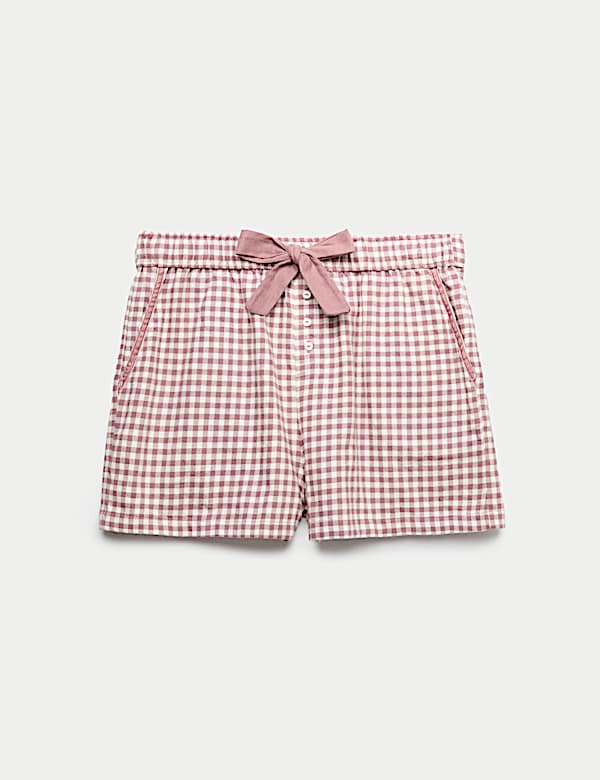 Pure Cotton Flannel Gingham Pyjama Shorts - PT