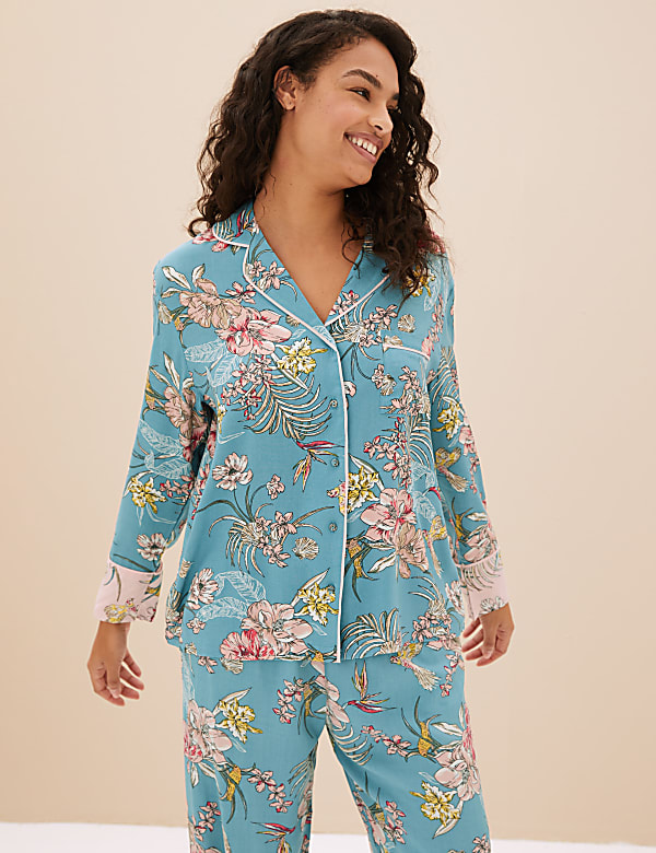 Print Revere Collar Pyjama Top