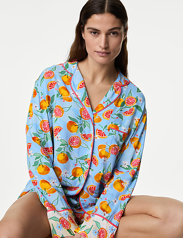 Print Revere Collar Pyjama Top CORNFLOWER MIX Pyjamas M S MY