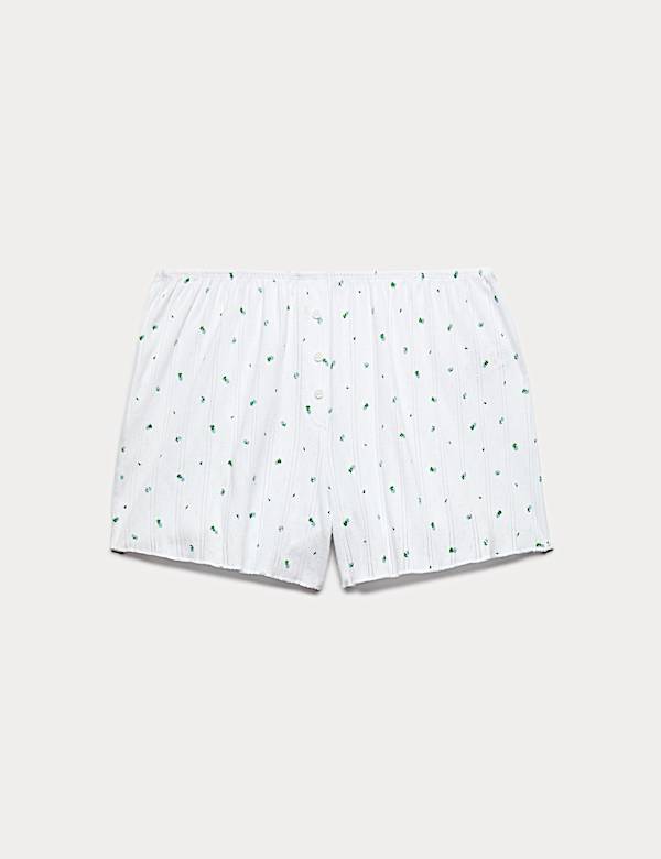 Short de pyjama en maille pointelle florale 100 % coton - BE