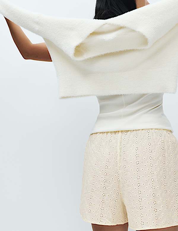 Short de pyjama 100 % coton brod&eacute; - CH