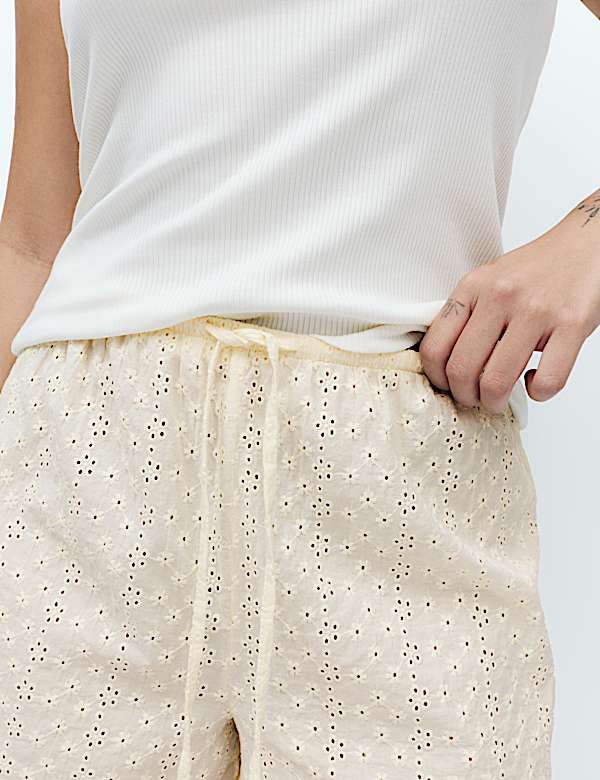 Short de pyjama 100 % coton brod&eacute; - CH