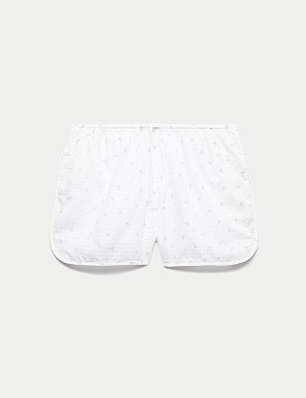 Pure Cotton Floral Grid Check Pyjama Shorts - AT