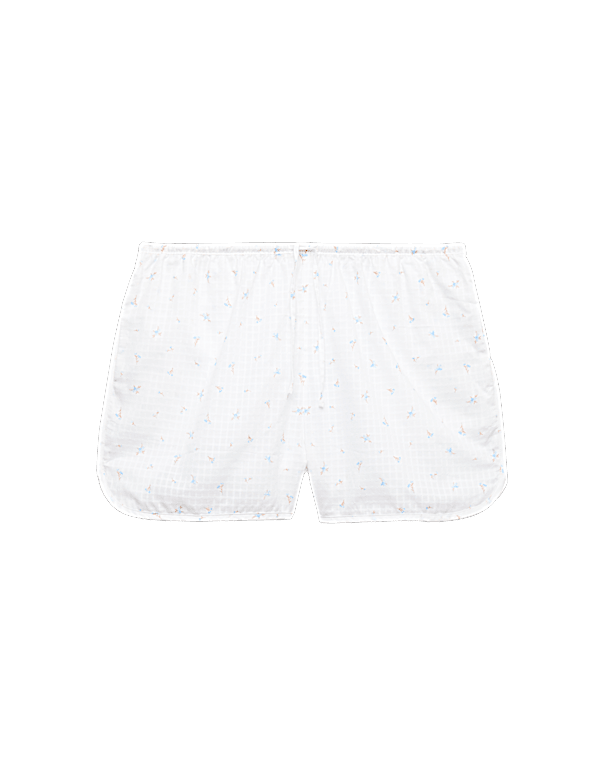 Pure Cotton Floral Grid Check Pyjama Shorts