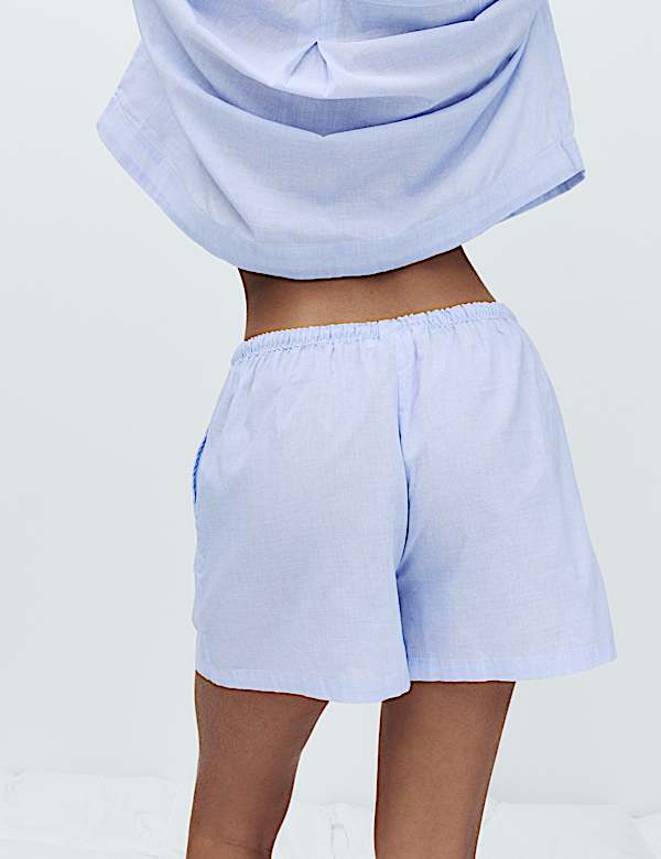 Pure Cotton Woven Striped Pyjama Shorts - BN