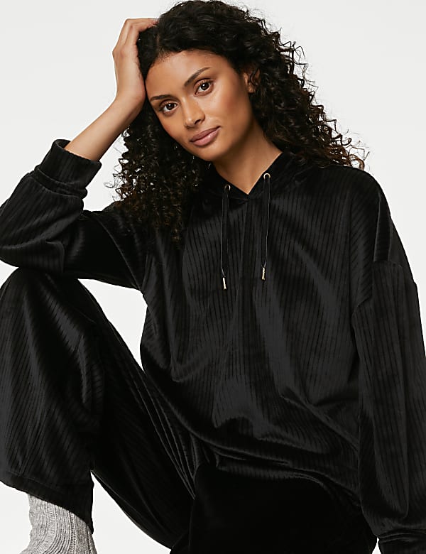 Velour hoodie black hotsell